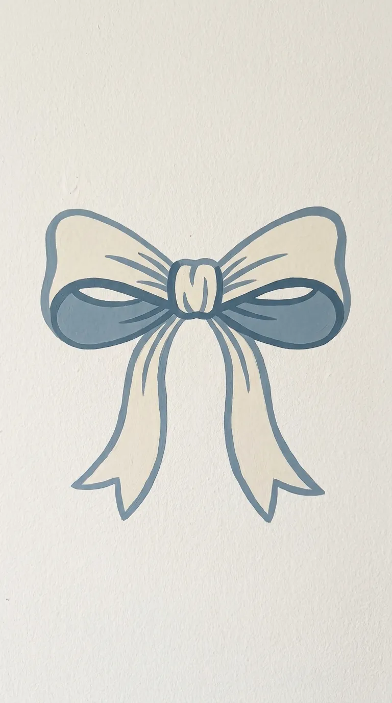 Flat-painted bow decal nail design