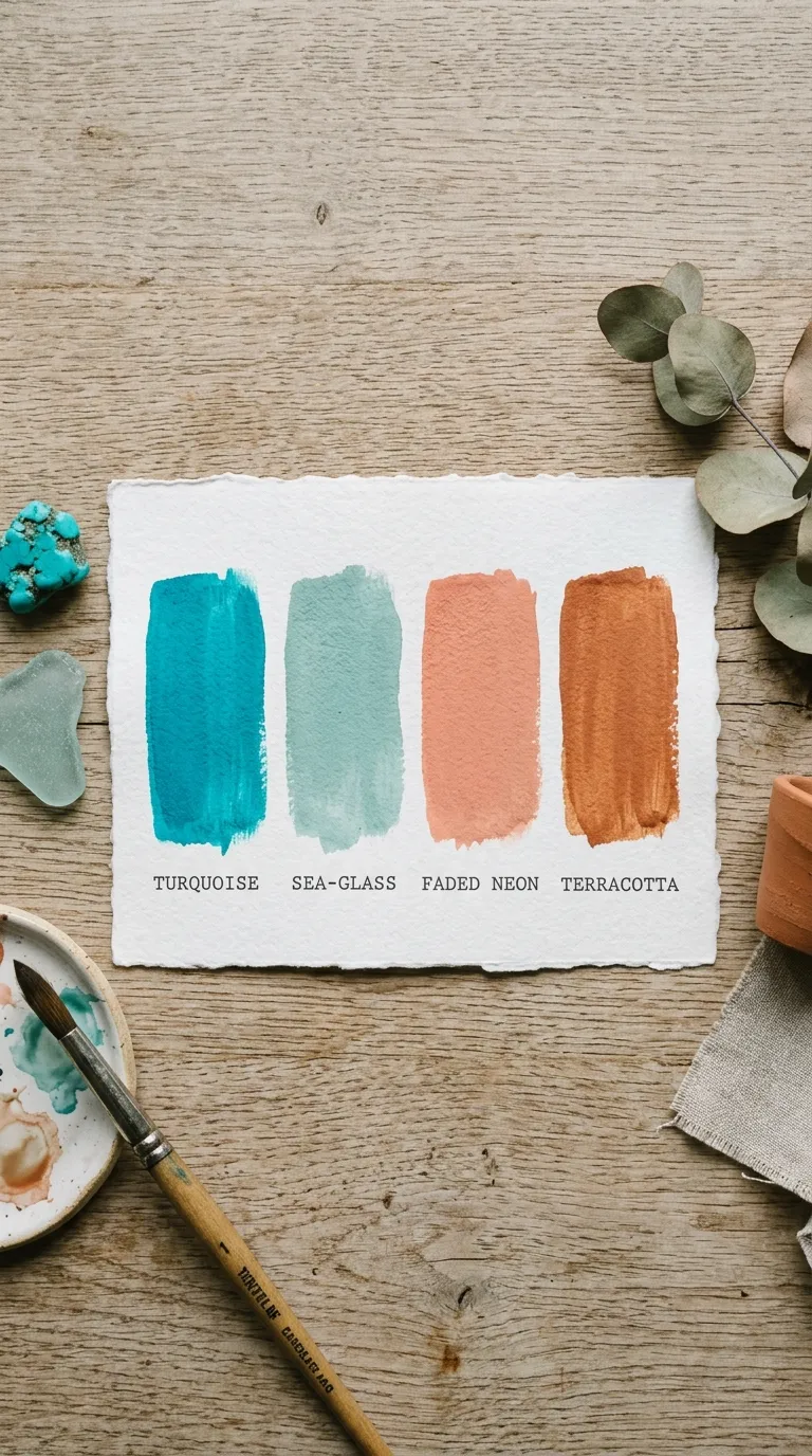 Comparison flatlay of four base nail colors