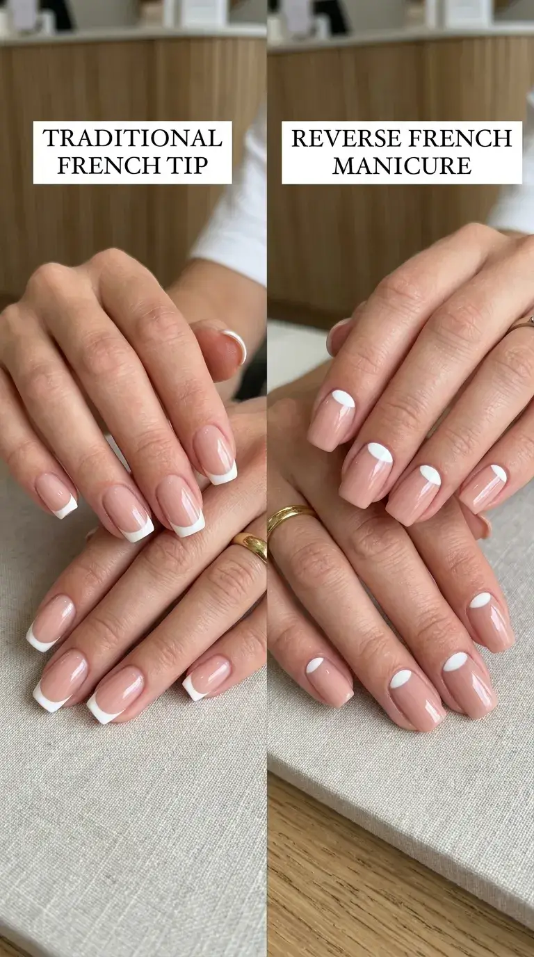 French tip versus reverse French manicure comparison