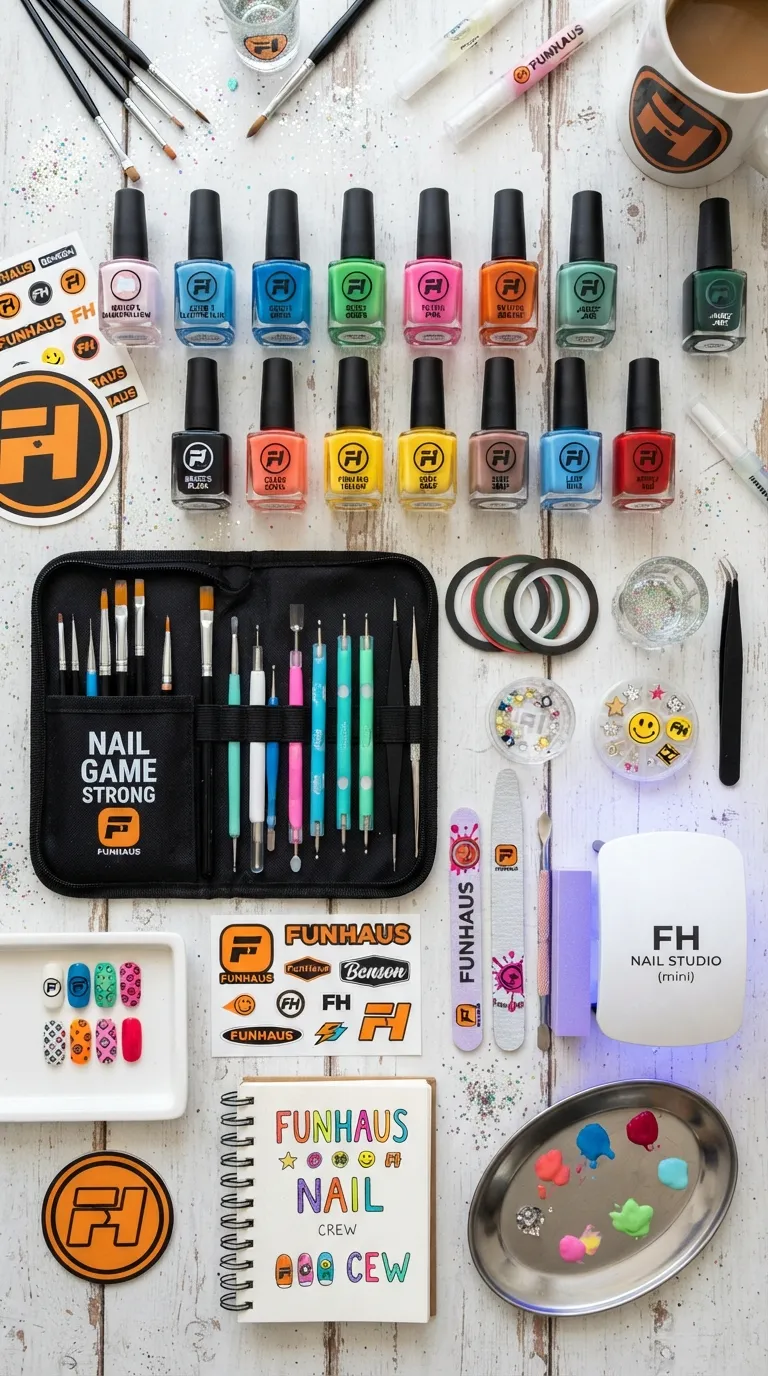 FunHaus nail art tools and polishes