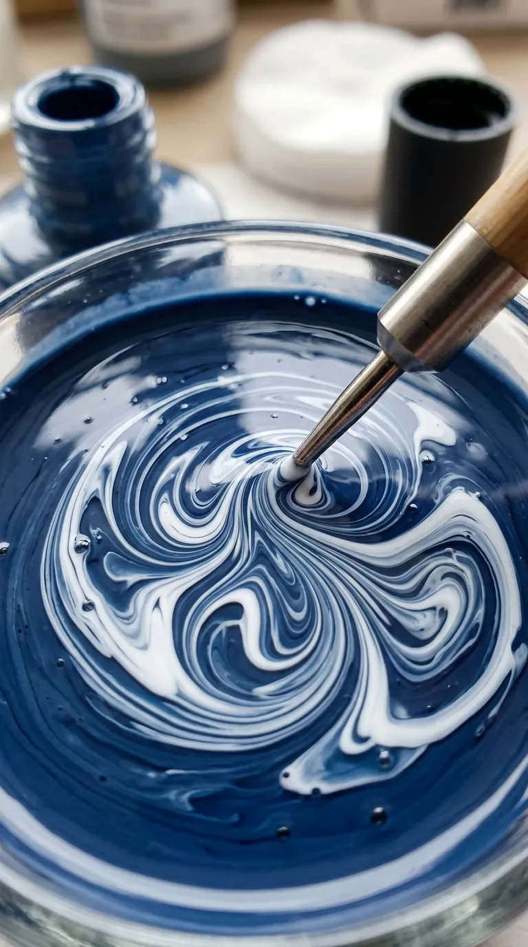 marble swirl denim blue nails