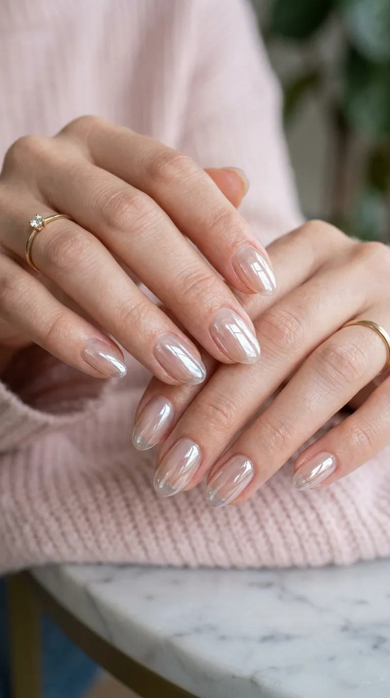 Glass skin nails glossy finish
