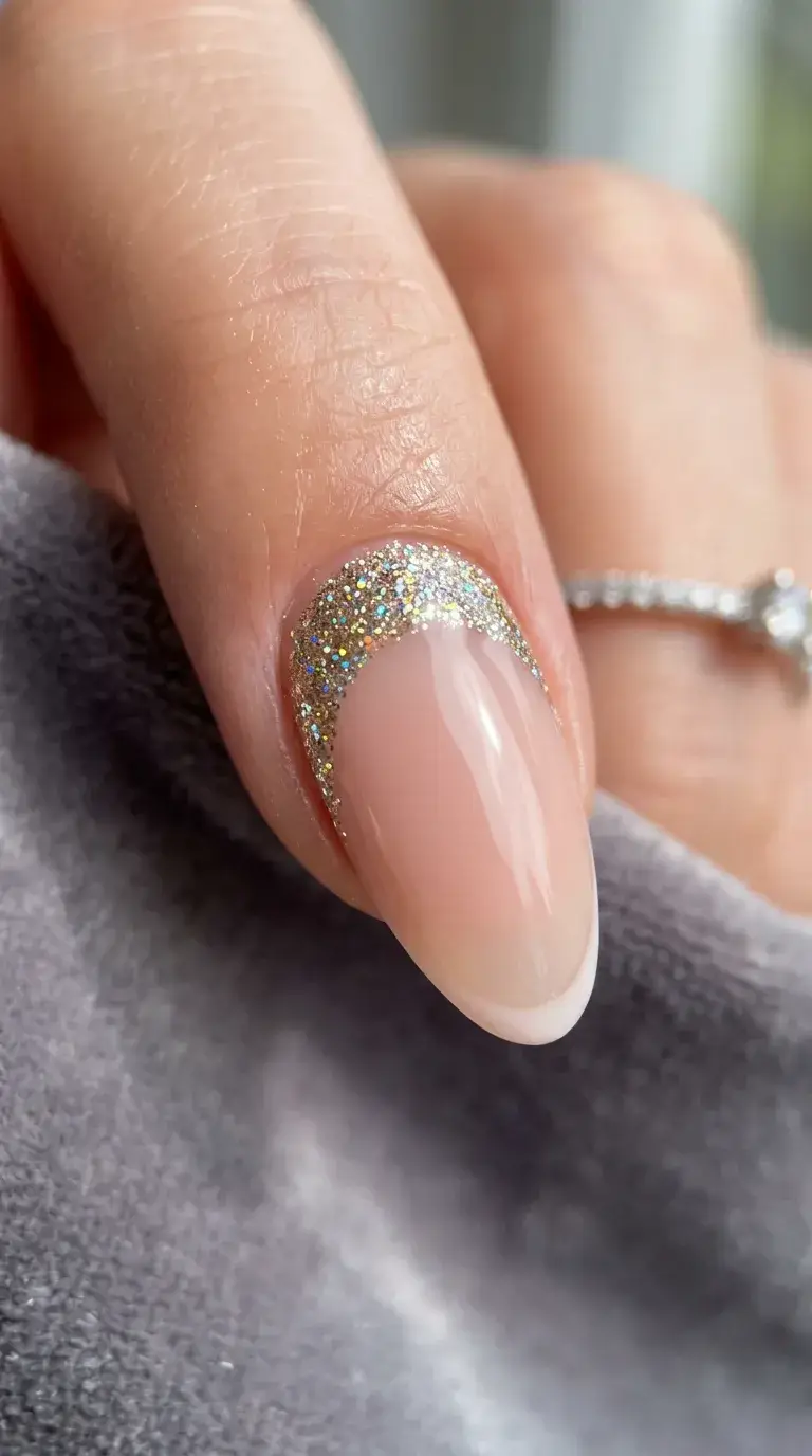 Glitter cuticle cuff sparkle detail