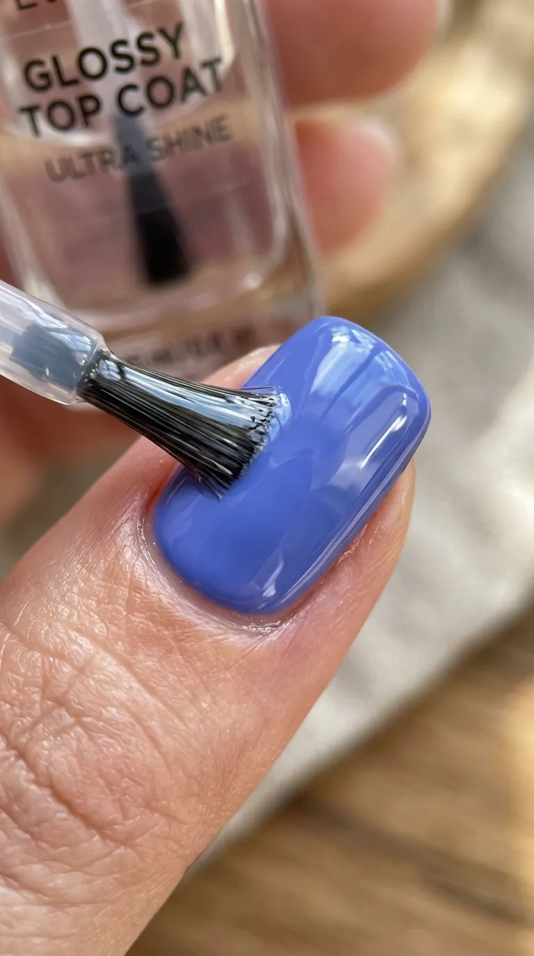 Glossy top coat sealing polish
