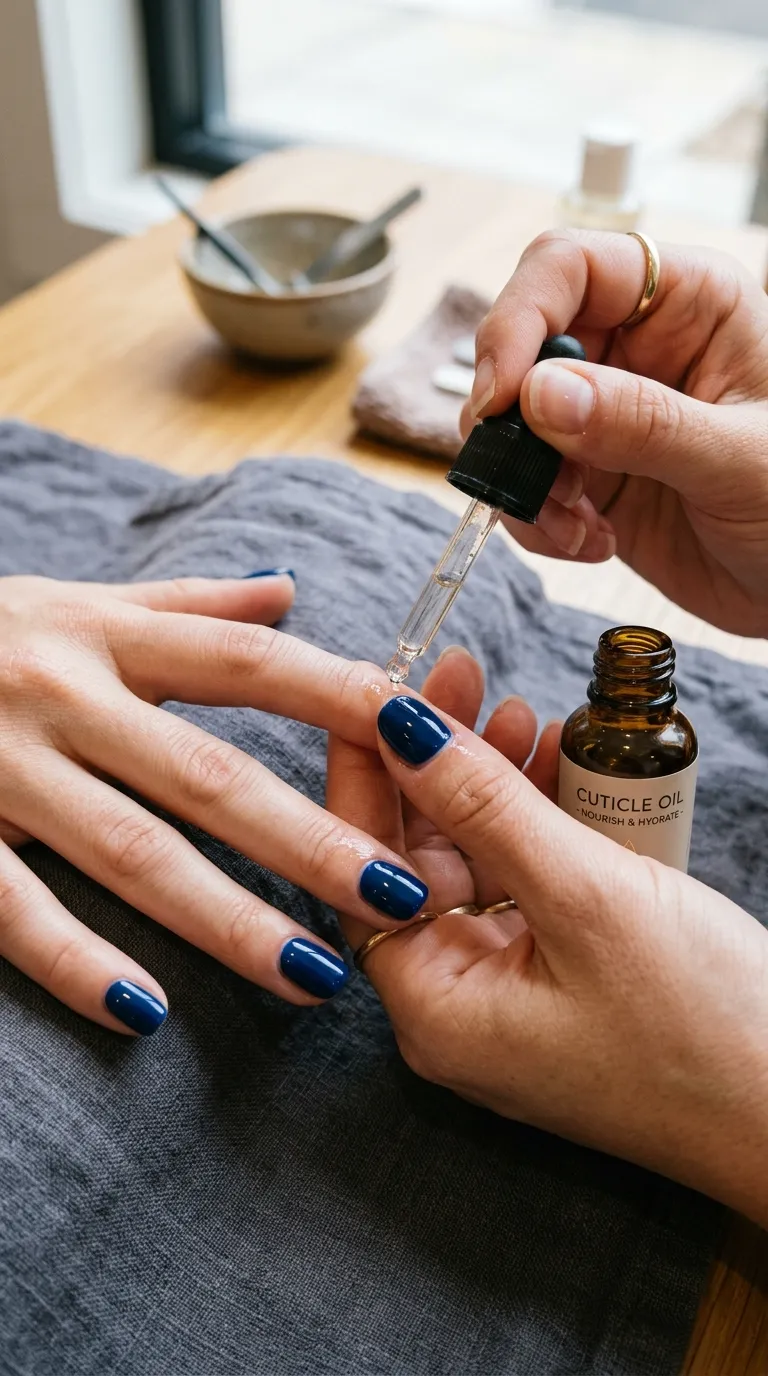 Nail care routine for midnight blue nails