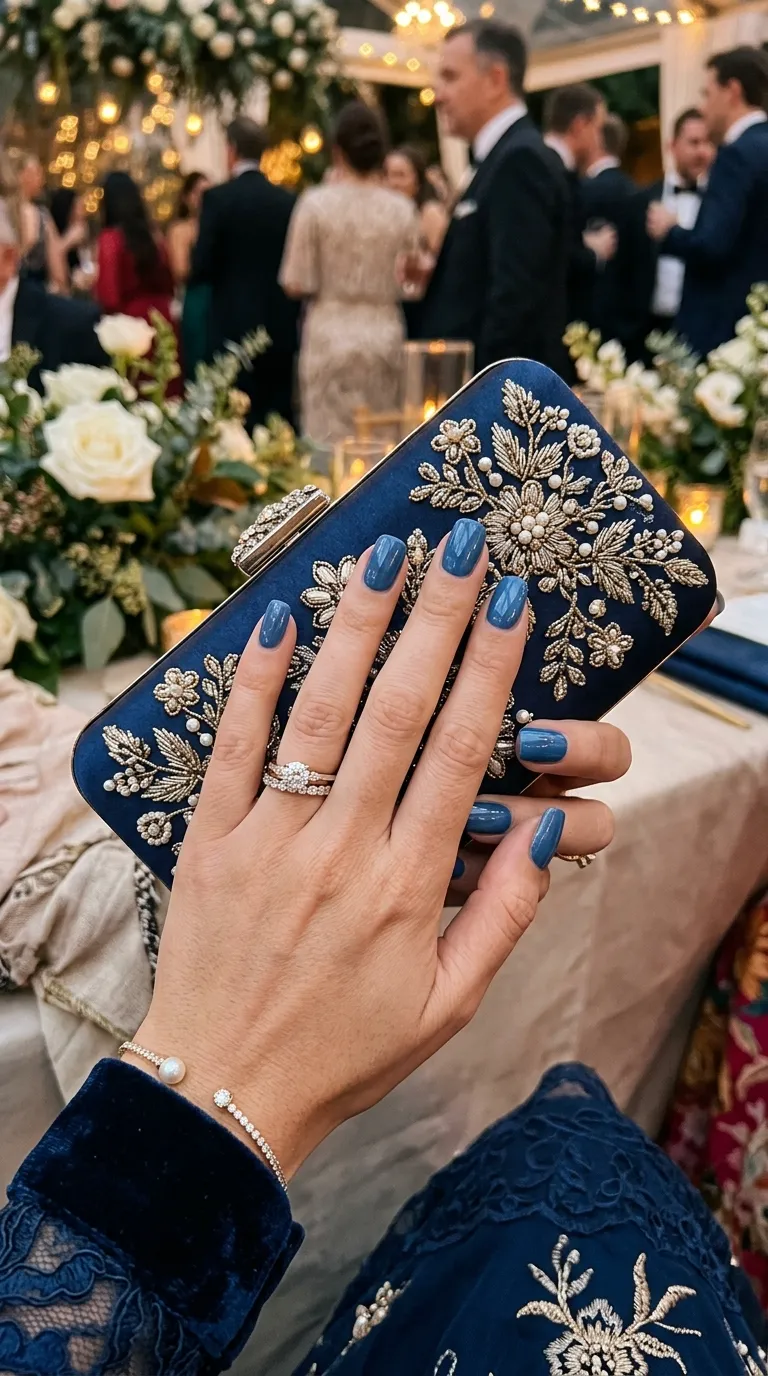 wedding denim blue nails clutch