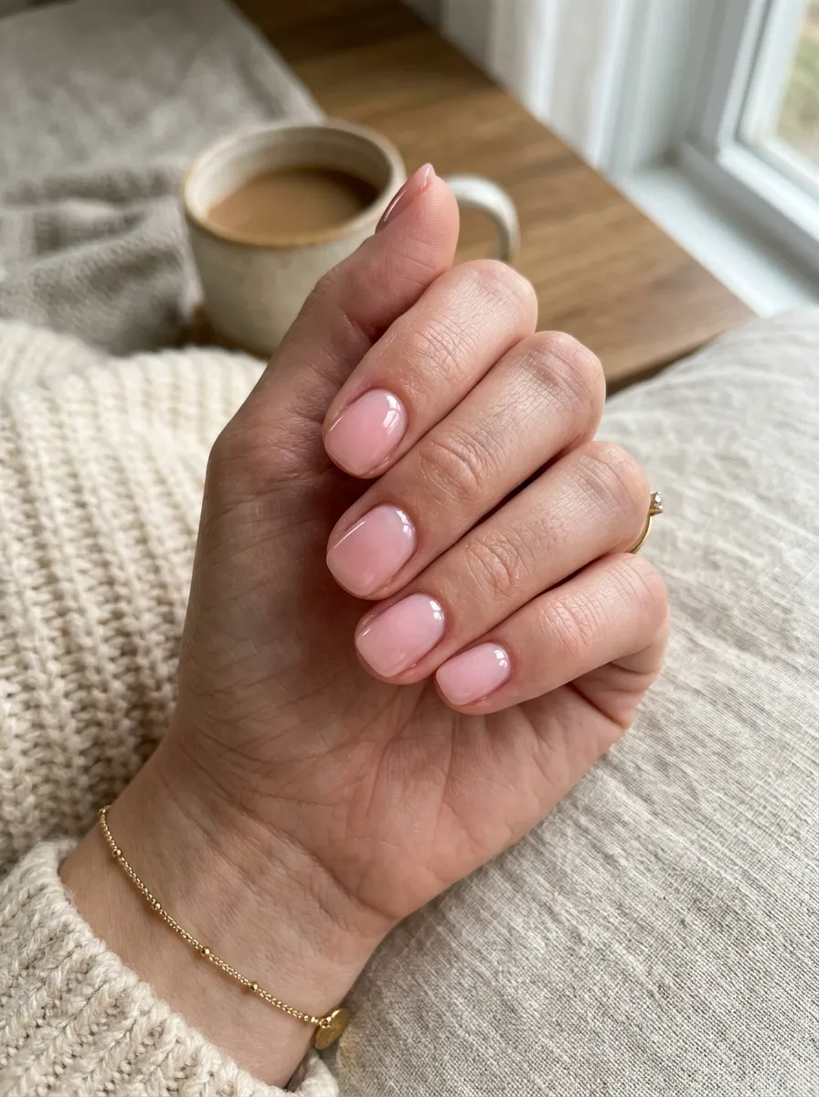 milky pink syrup nails everyday manicure