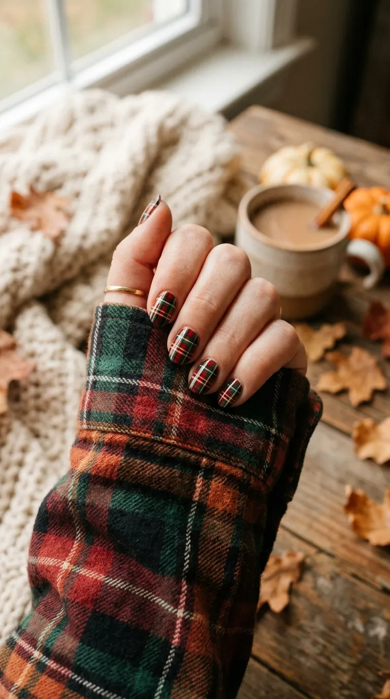 plaid nails on plaid shirt styling
