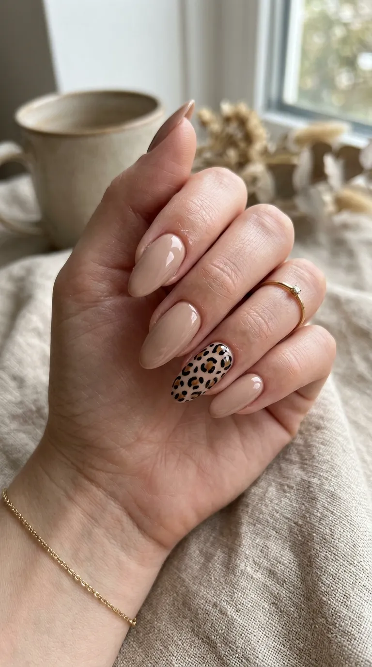 Single accent animal print nail design