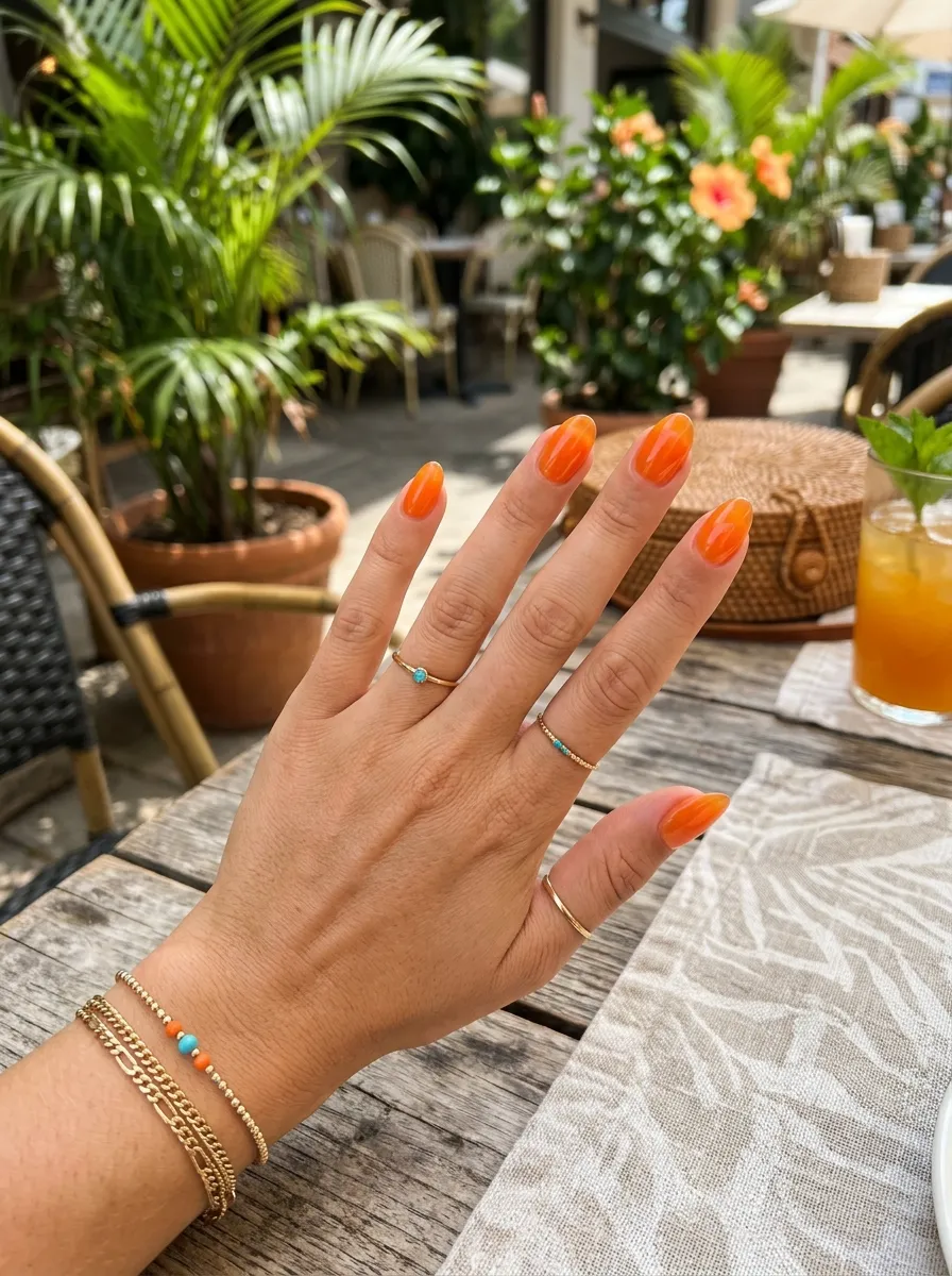 tangerine orange syrup nails summer manicure