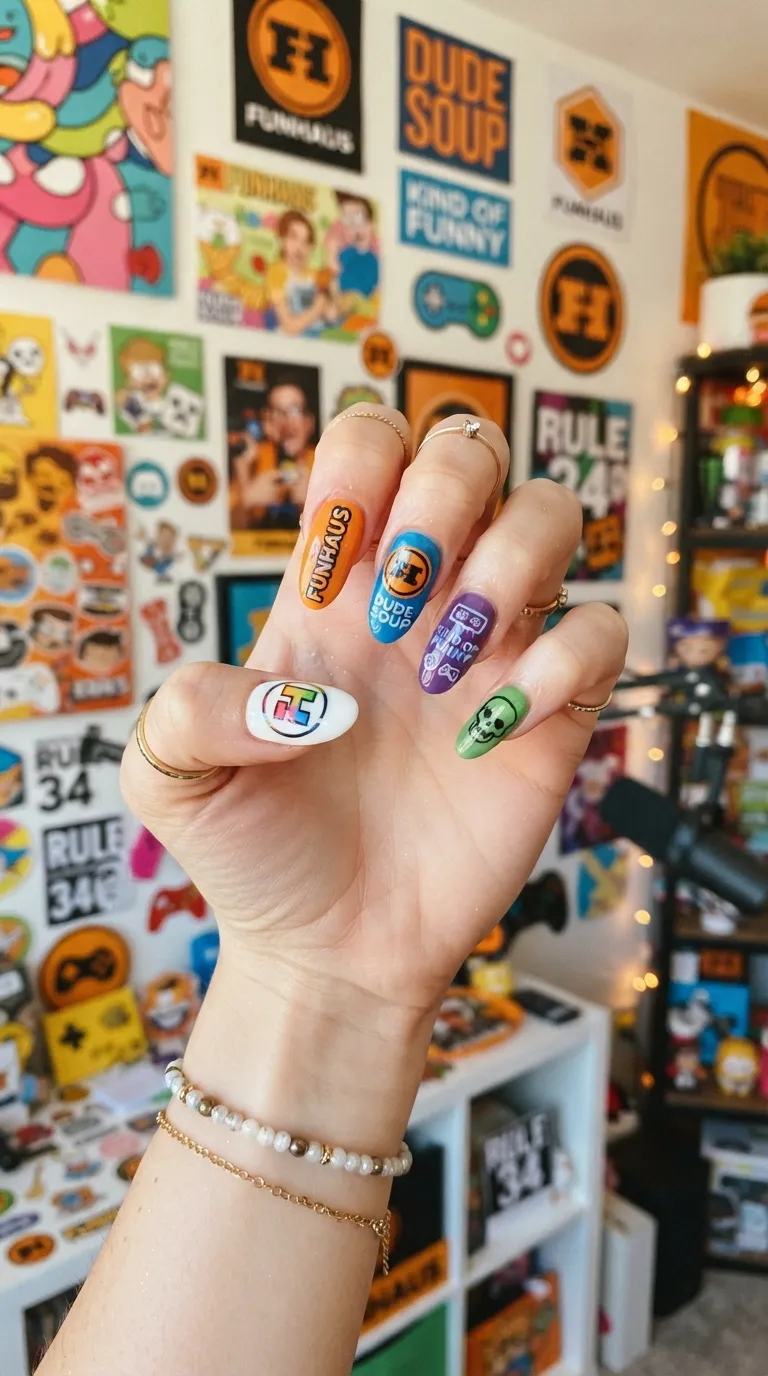 Hand with FunHaus circus-core nails