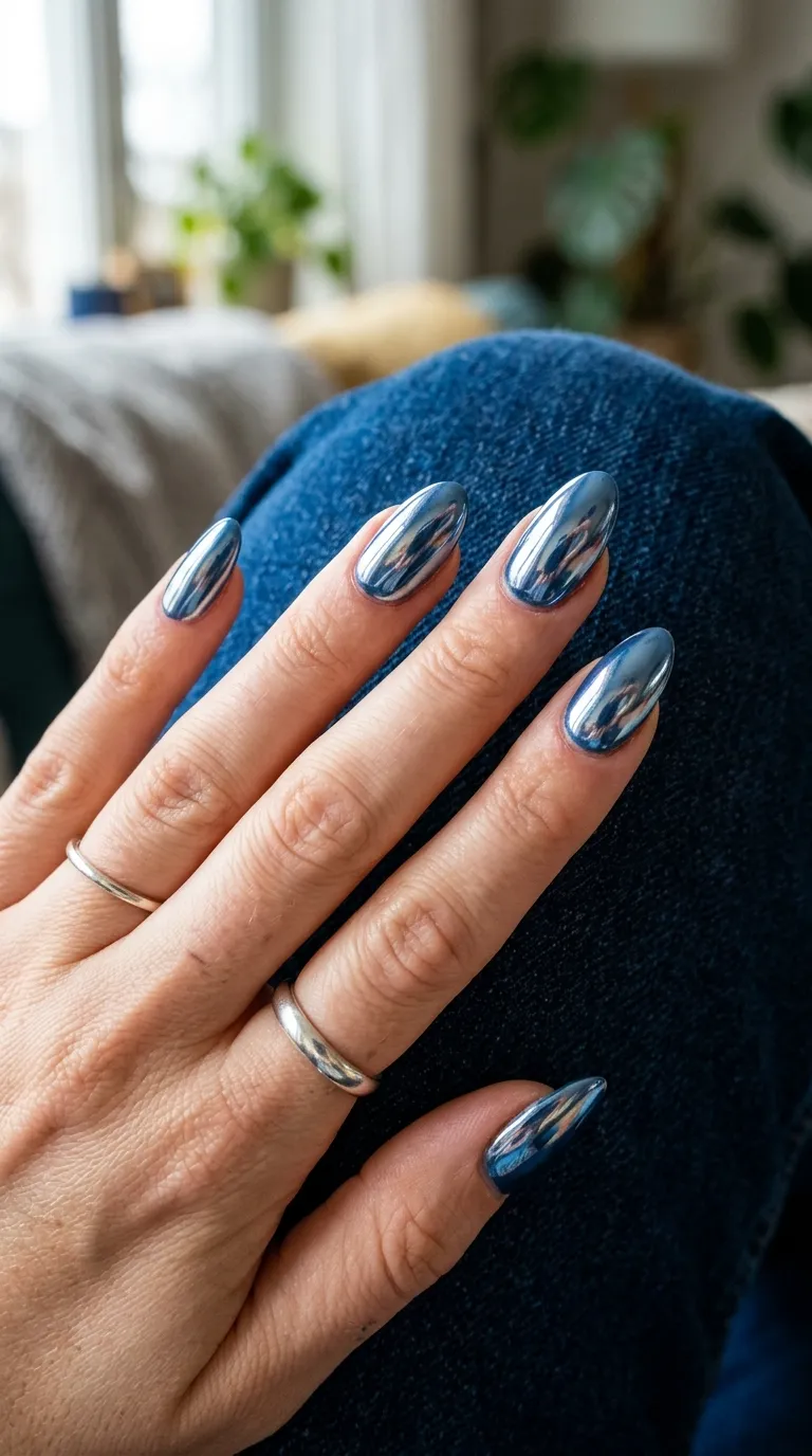 chrome topcoat denim blue nails