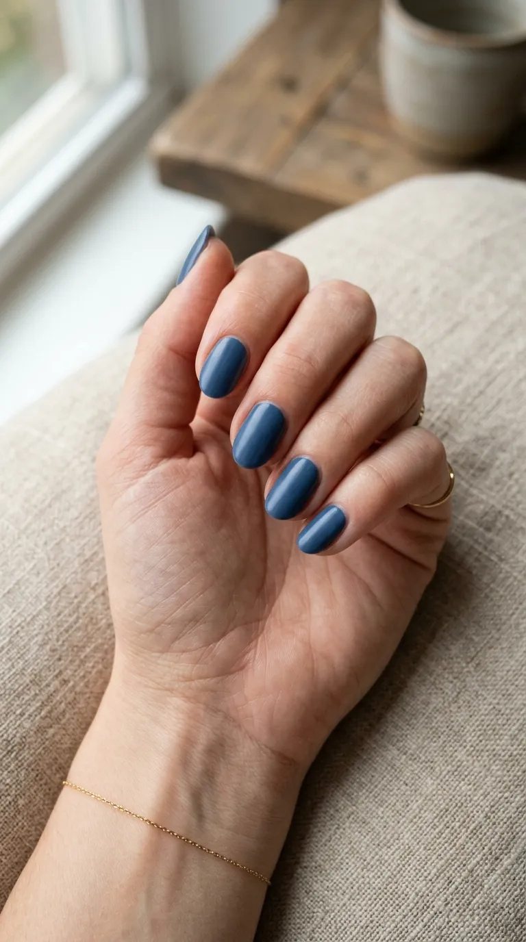 matte denim blue nails finish