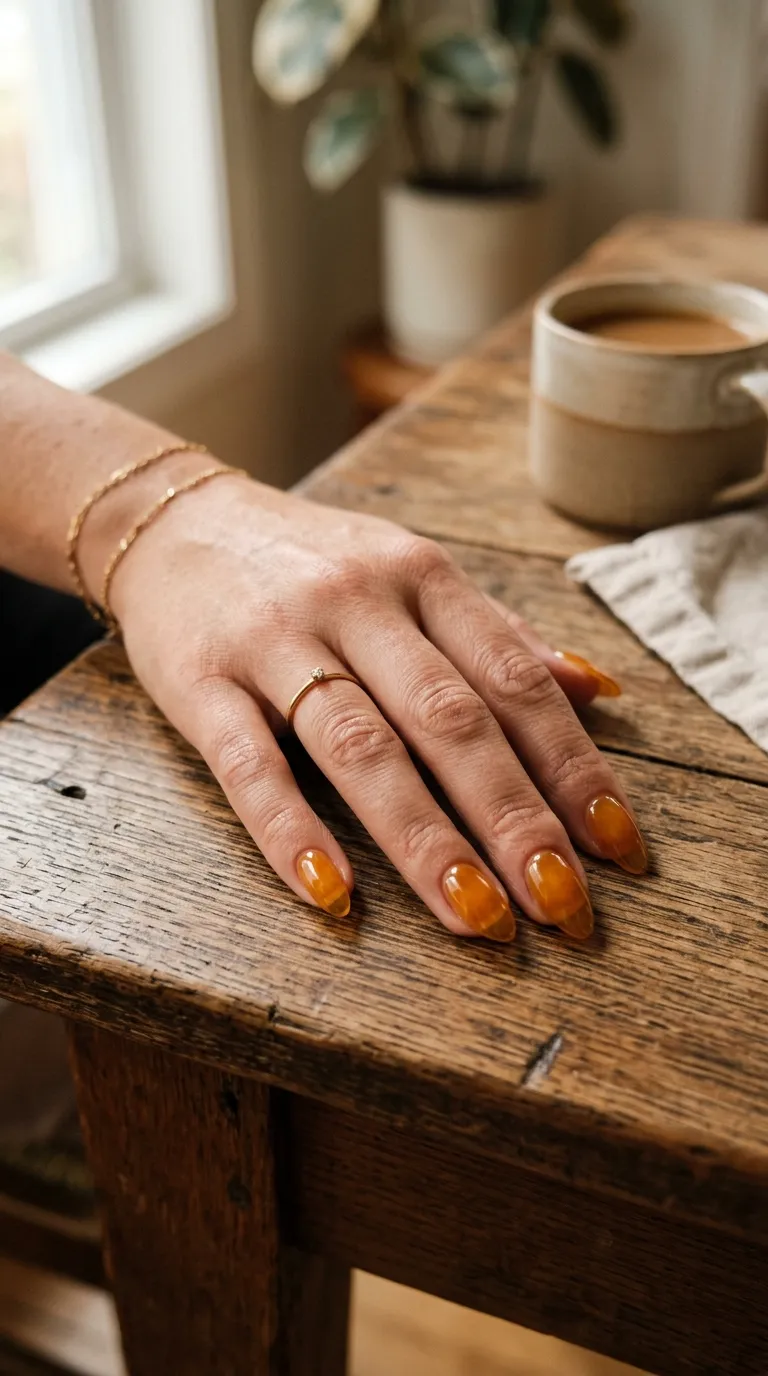 Amber honey gummy nails color trend