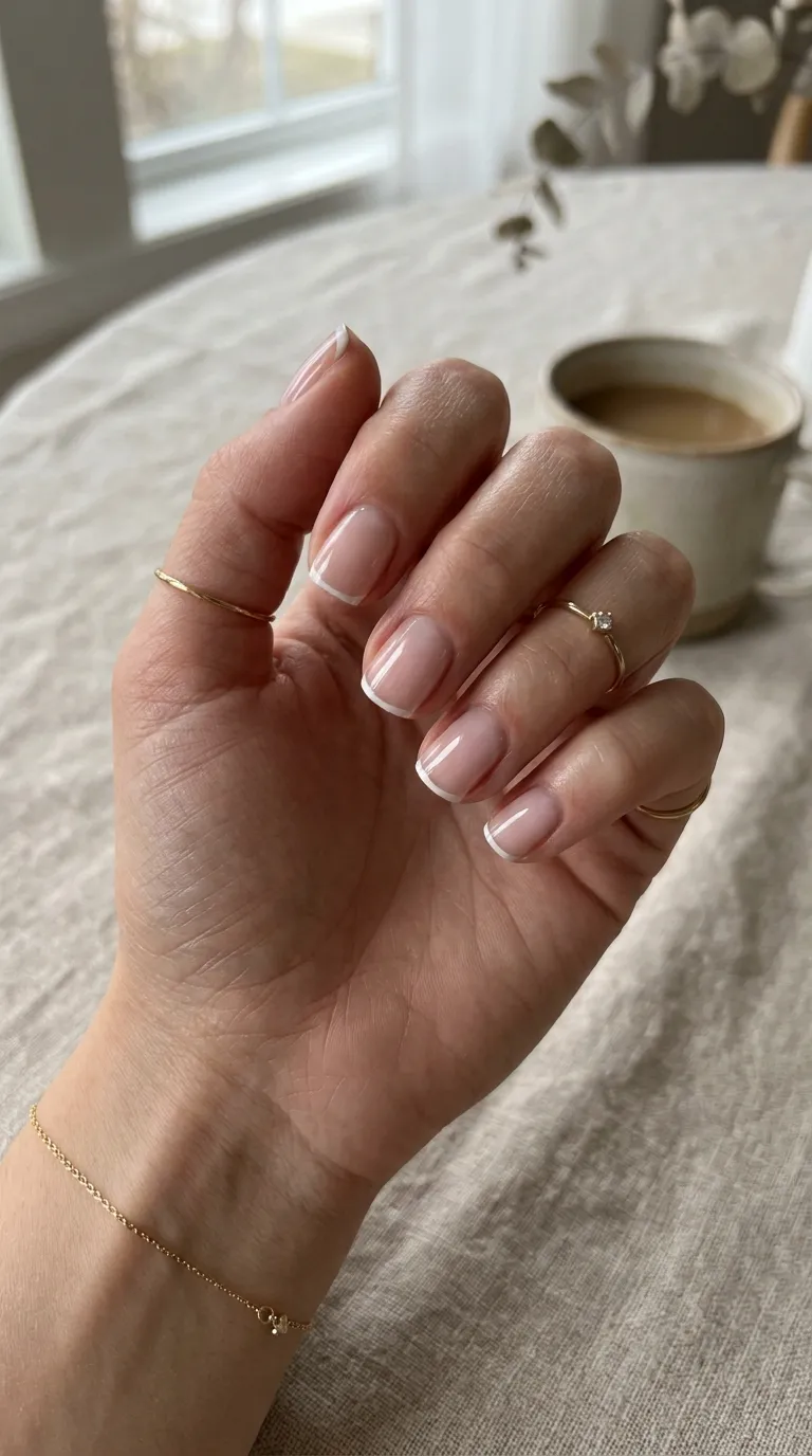 Micro french manicure on short nails