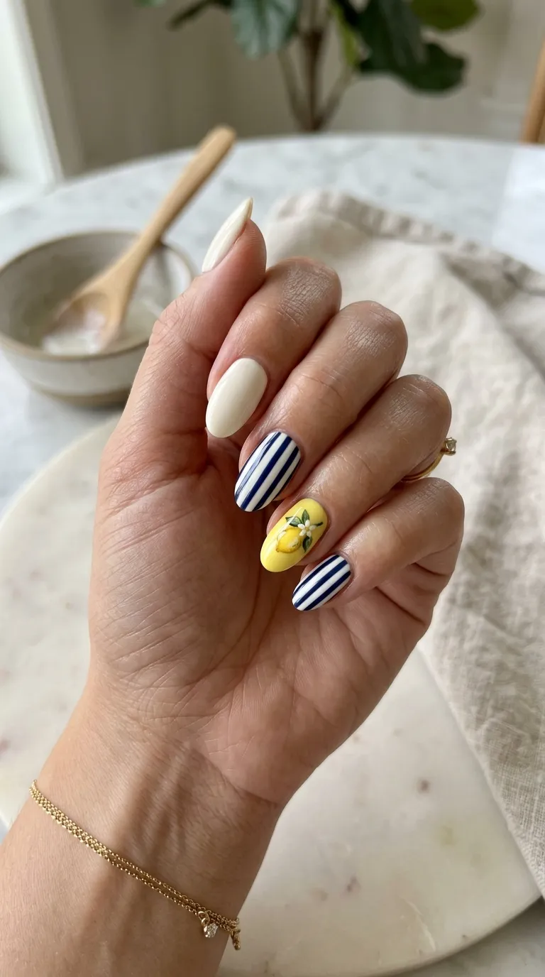 french riviera nails mixed design full set