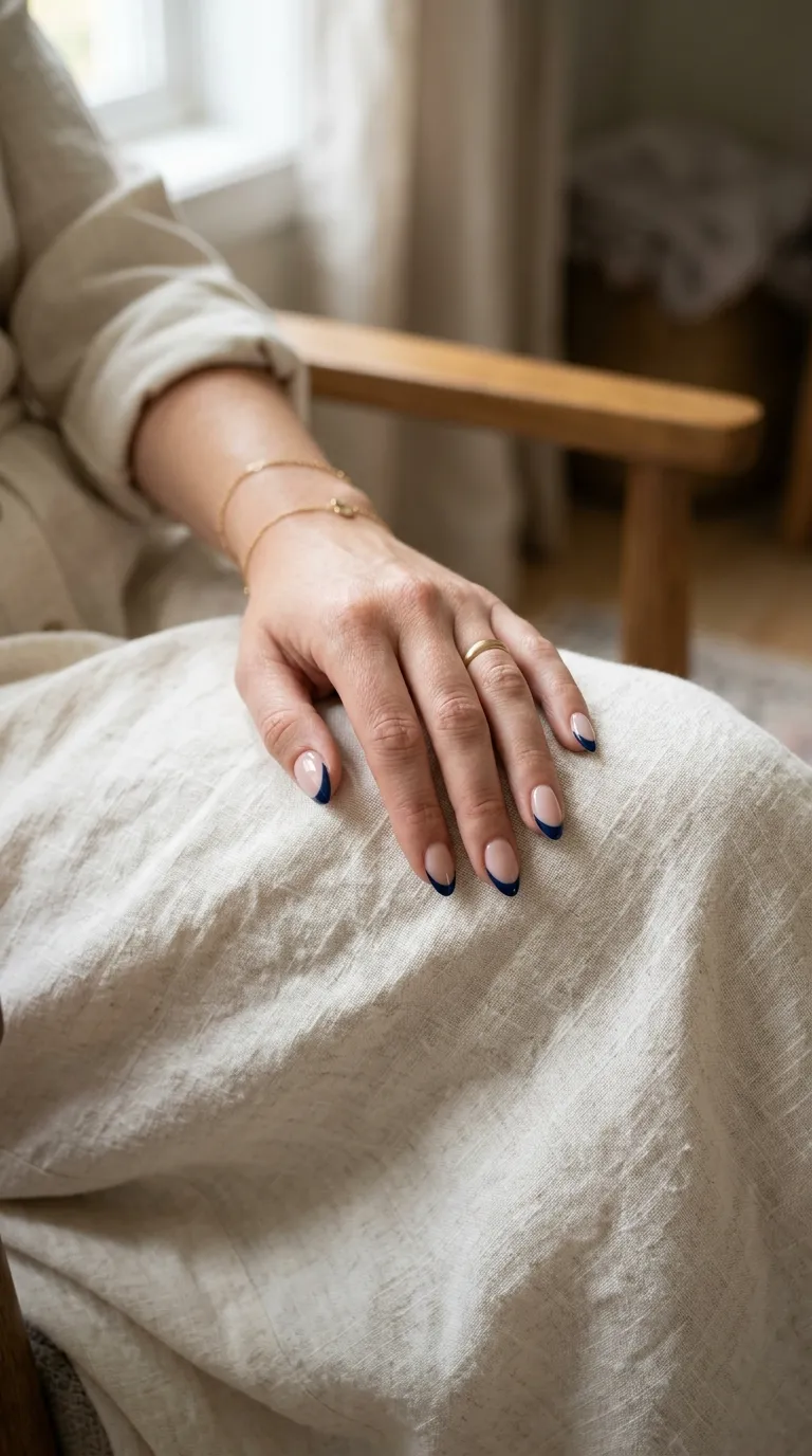 french riviera nails navy french tip