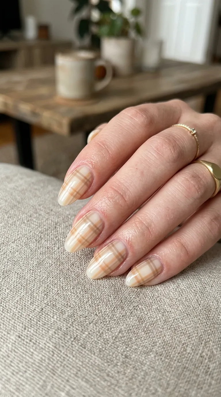 plaid nails trend design