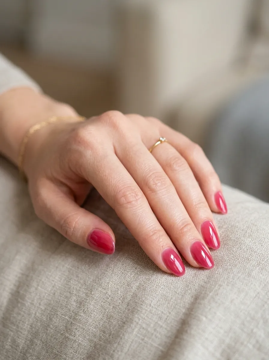 raspberry pink syrup nails manicure 2026