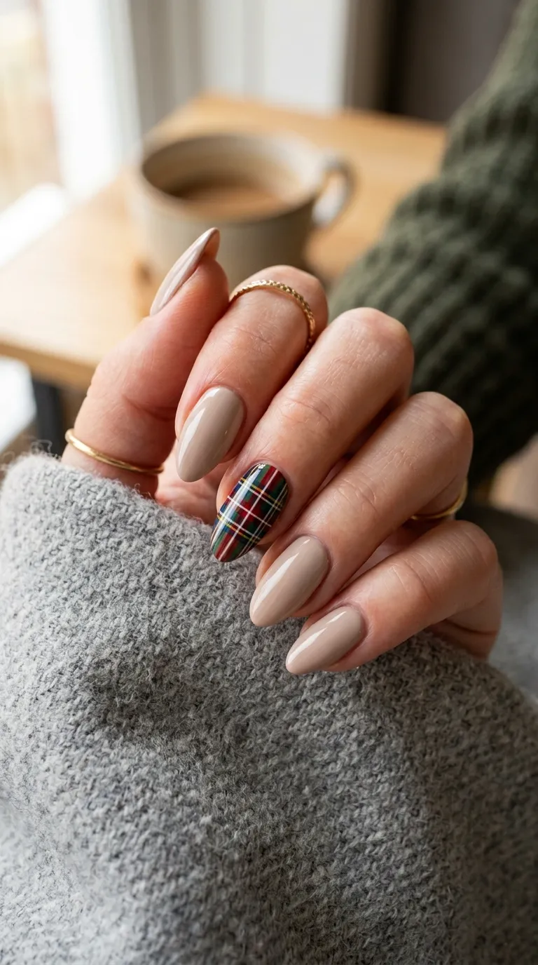 plaid nails accent nail tartan