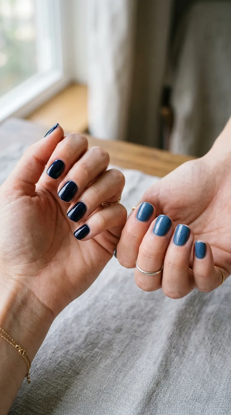 Midnight blue versus denim blue nail trend