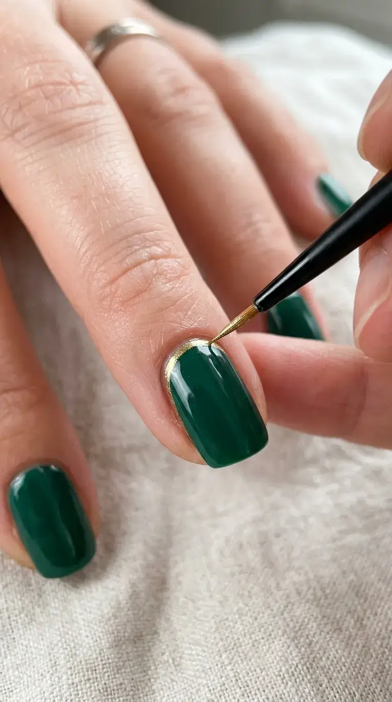 Liner brush painting gold reverse French line