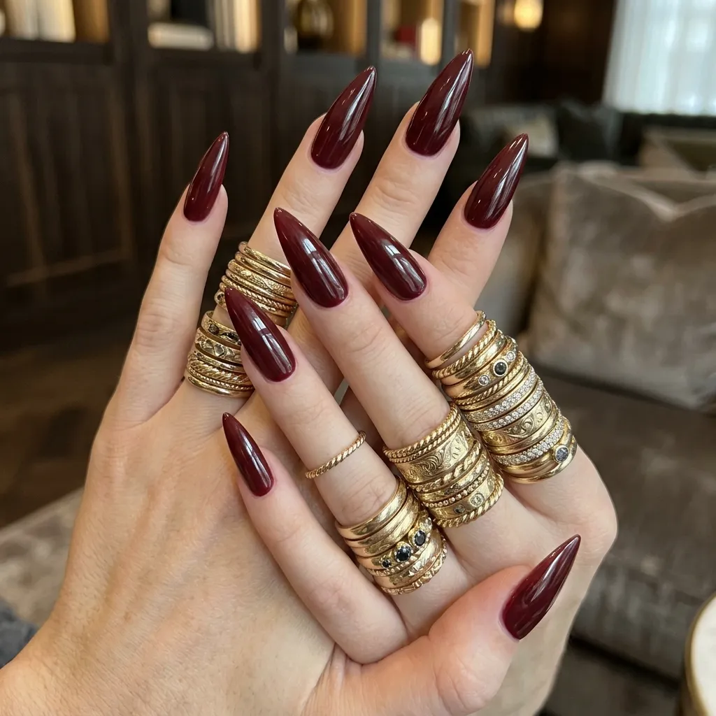 long stiletto bangle nails maximalist stacked