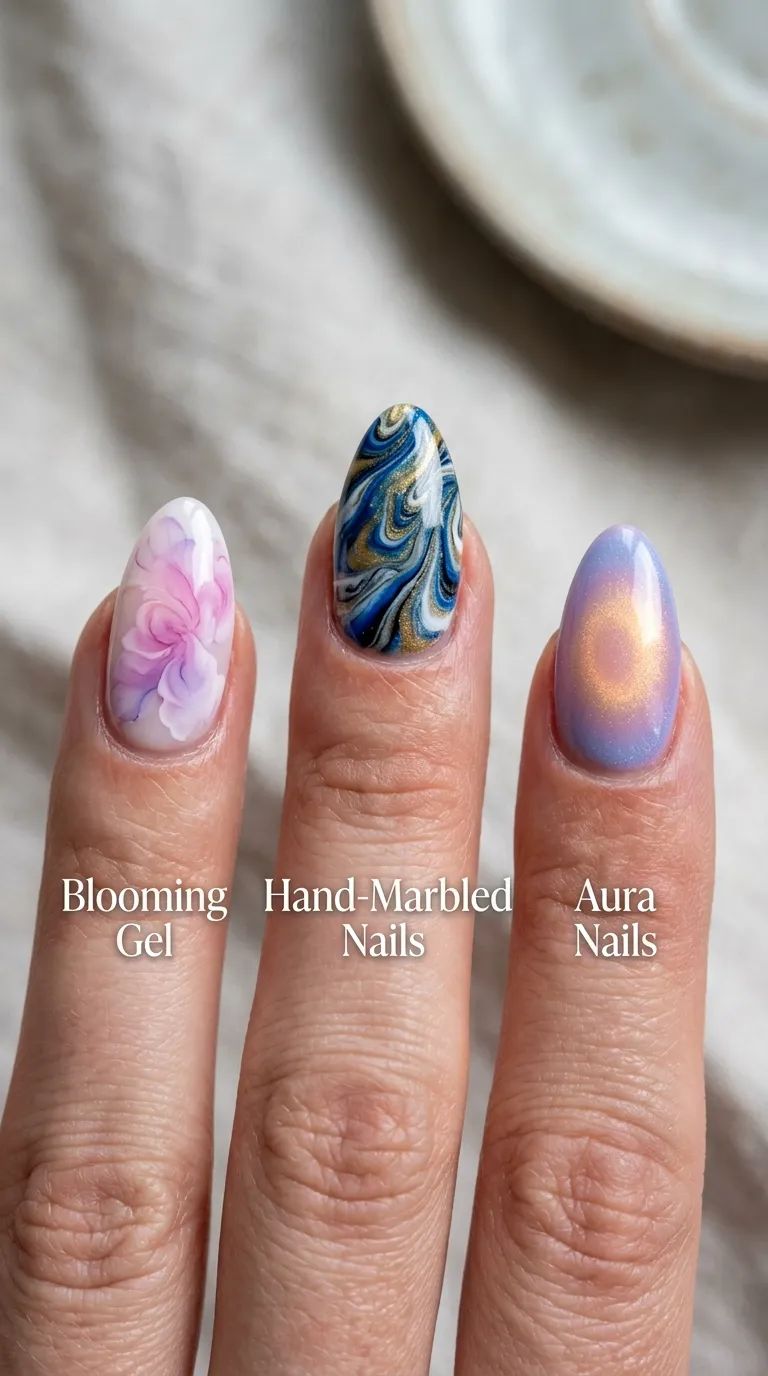 blooming gel nails vs marble vs aura comparison