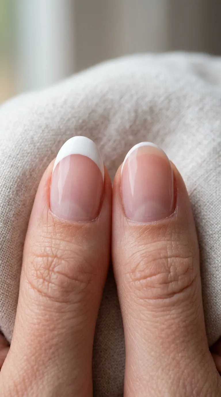 Micro french manicure tip close-up comparison