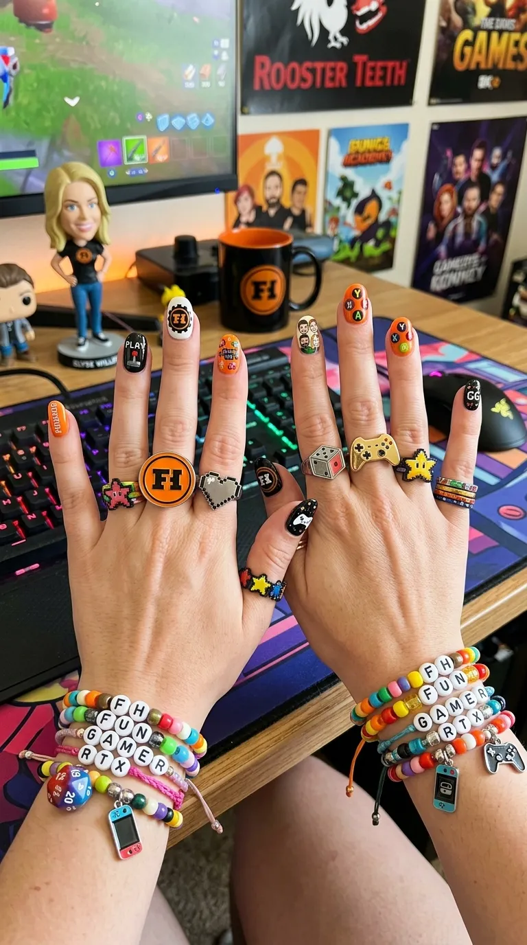Manicure styled with playful accessories