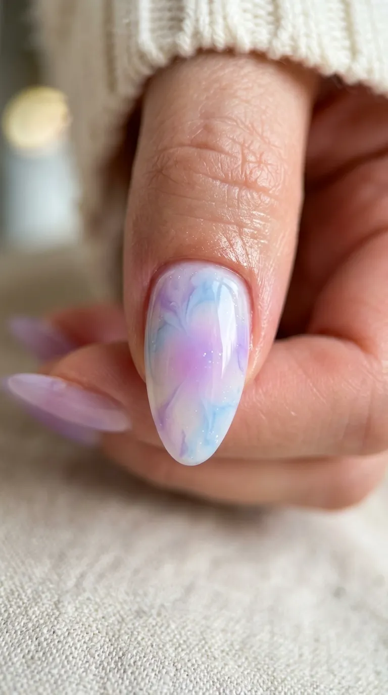 marbled aura blooming gel nails