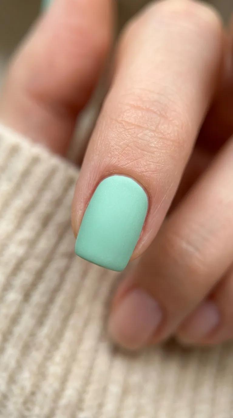 Matte mint green nail finish