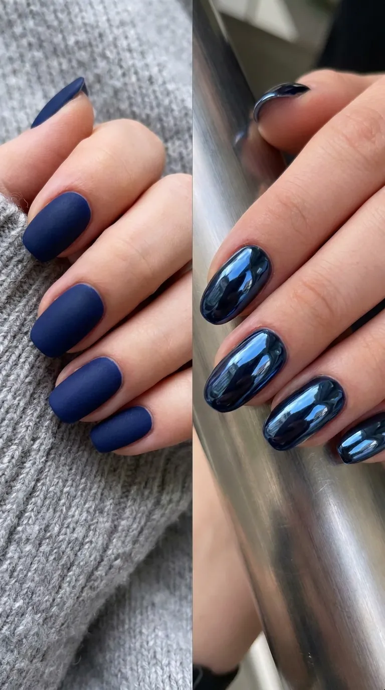 Navy chrome versus regular navy nails