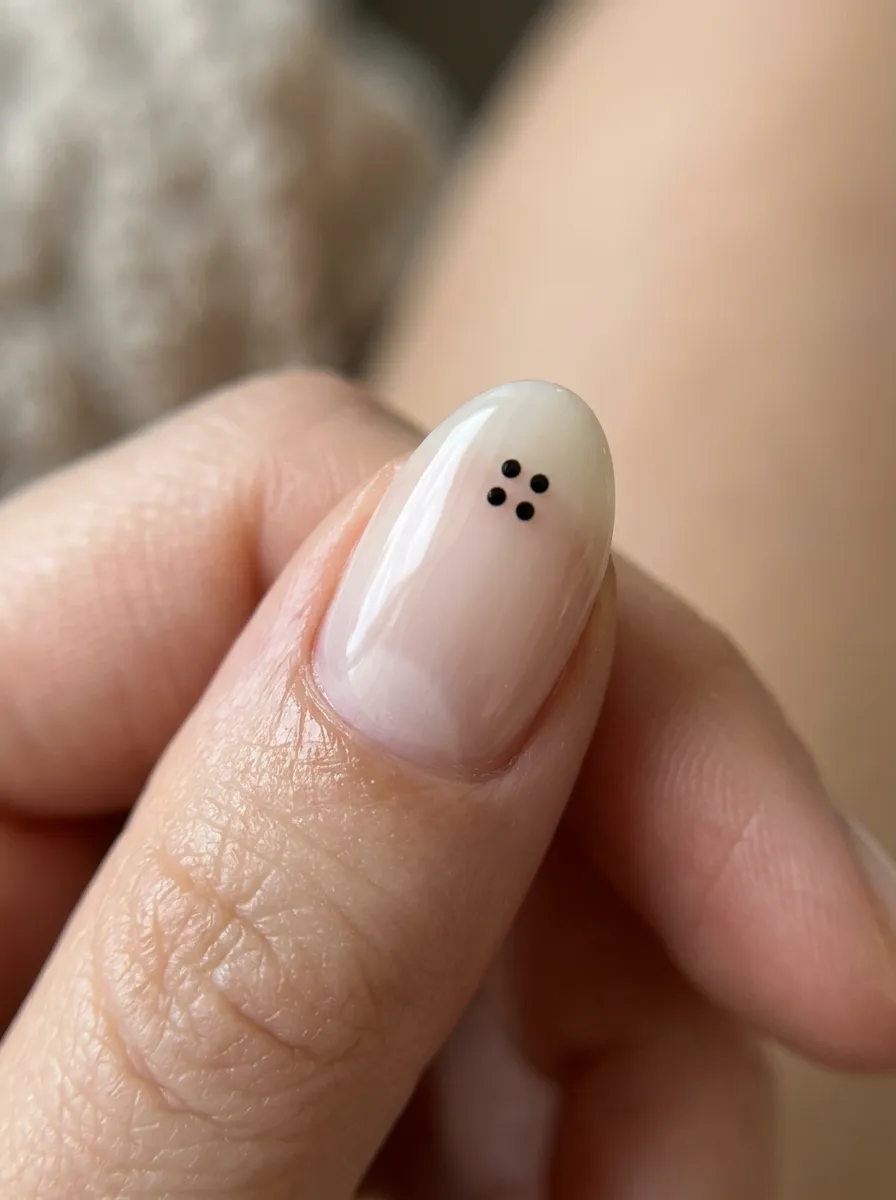 micro-grid dot negative space nail detail