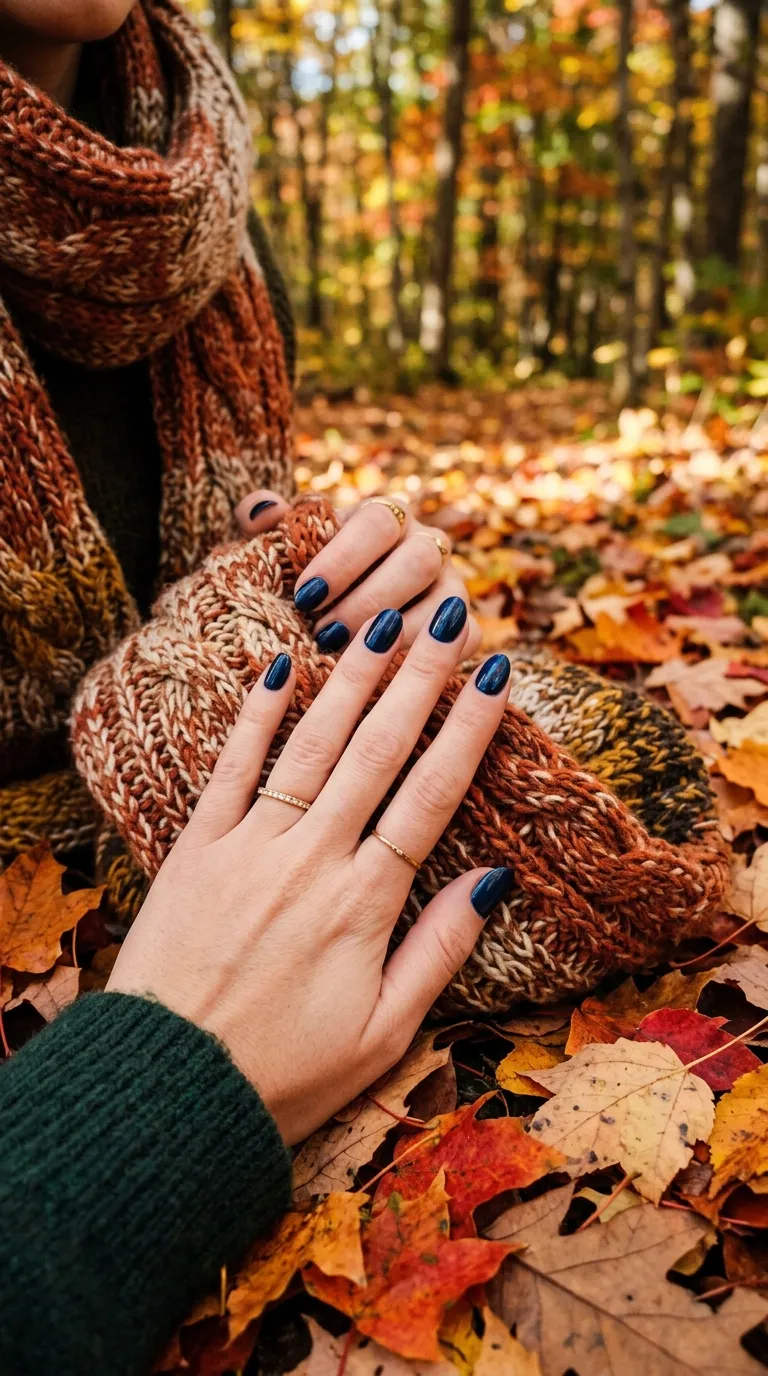 Midnight blue nails fall winter styling