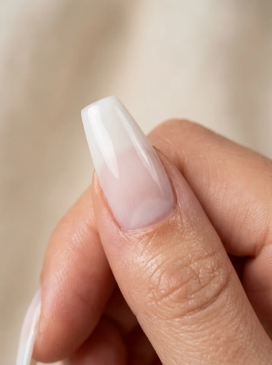 milky white coffin nail close-up detail