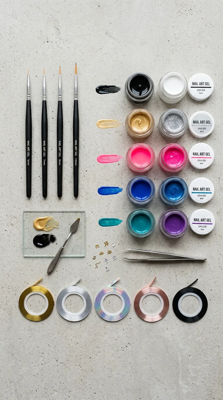 plaid nails brushes and paint tools