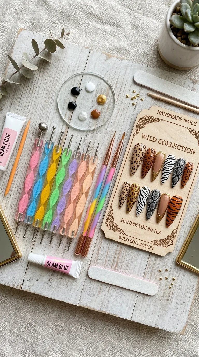 DIY animal print nails at-home tools