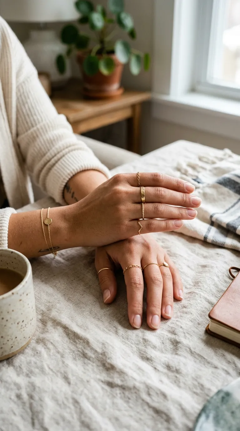 the trend styled with minimalist jewelry