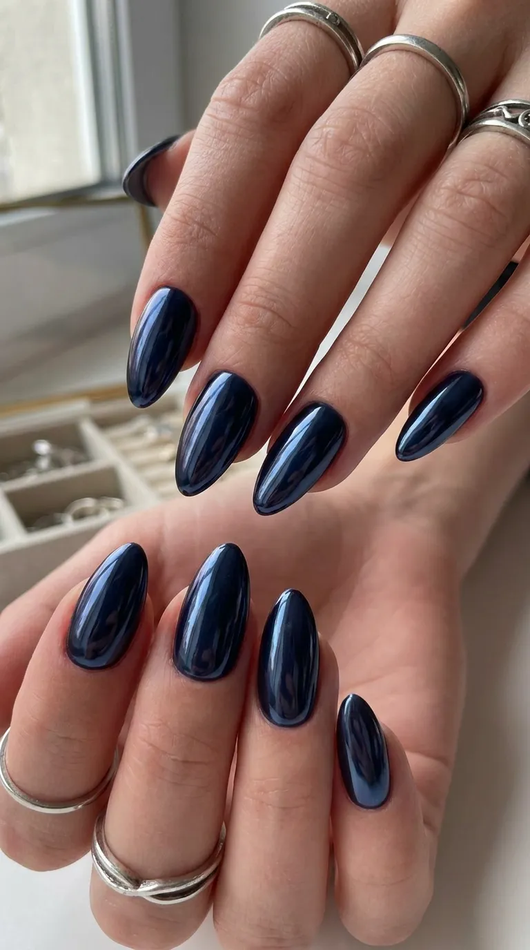 Navy chrome nails FAQ hero image