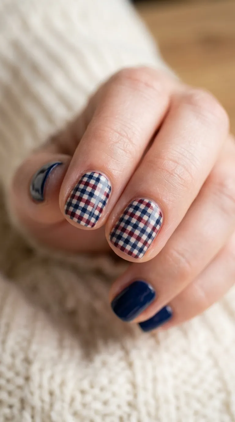 french riviera nails gingham check pattern