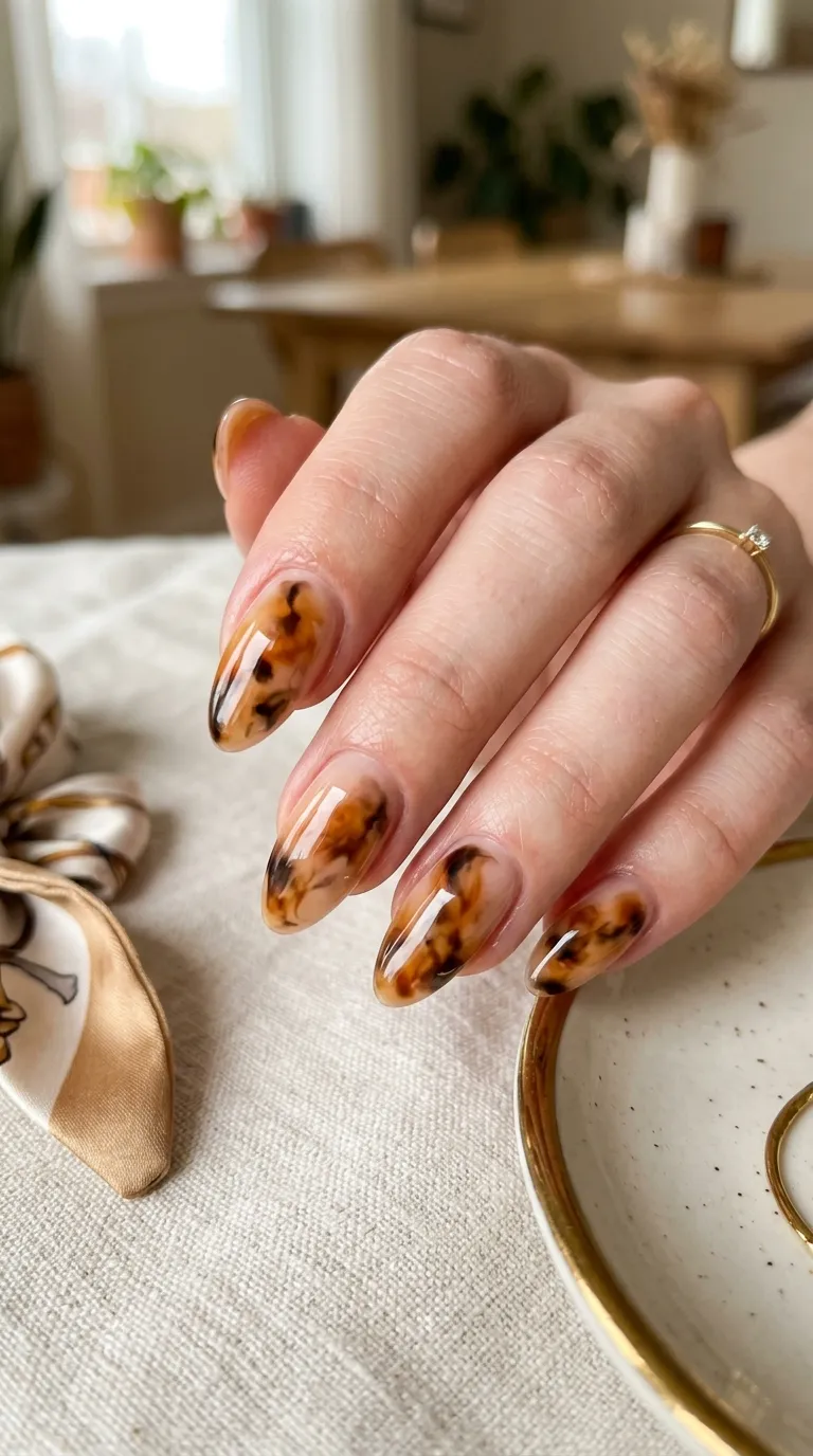 tortoiseshell blooming gel nails