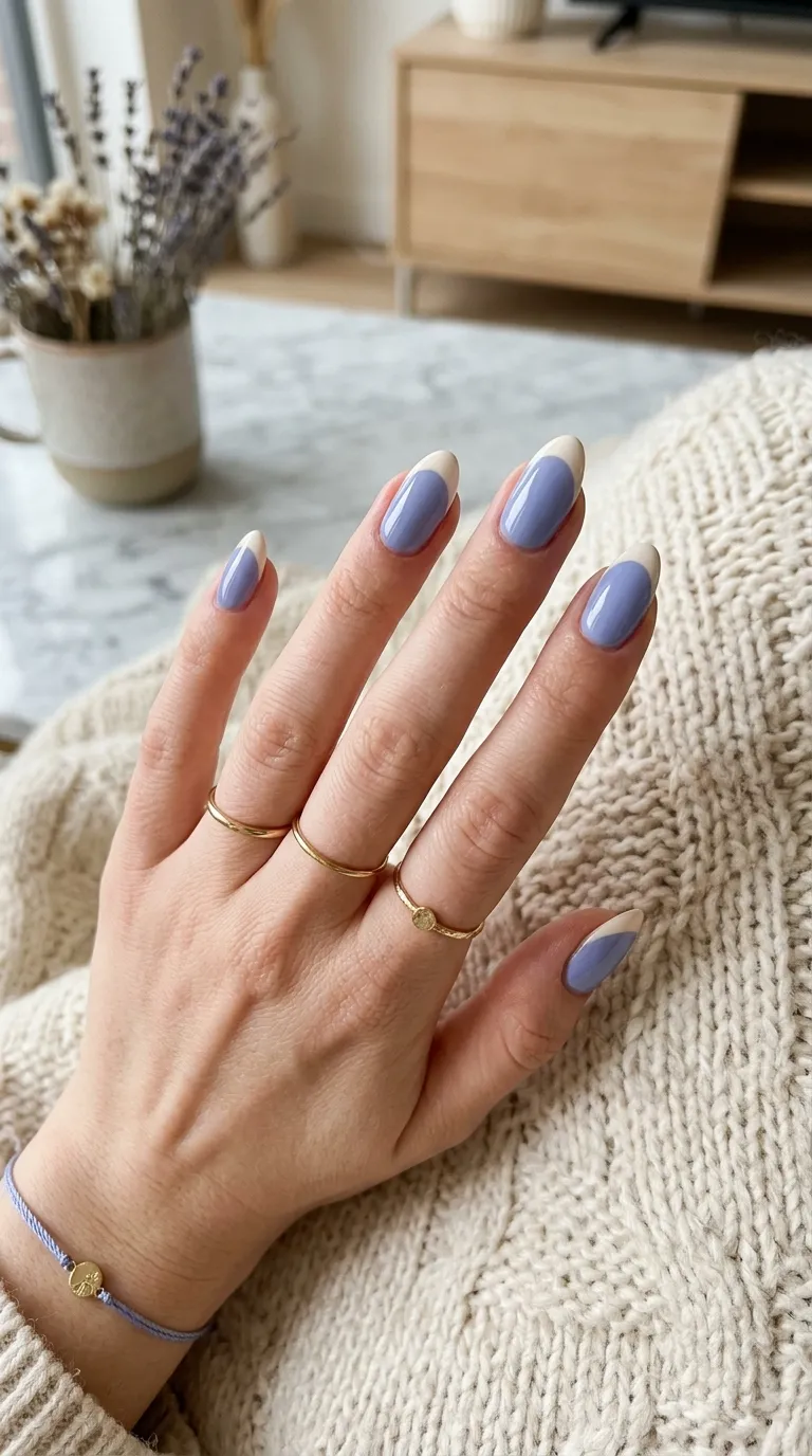 Periwinkle French tip nails