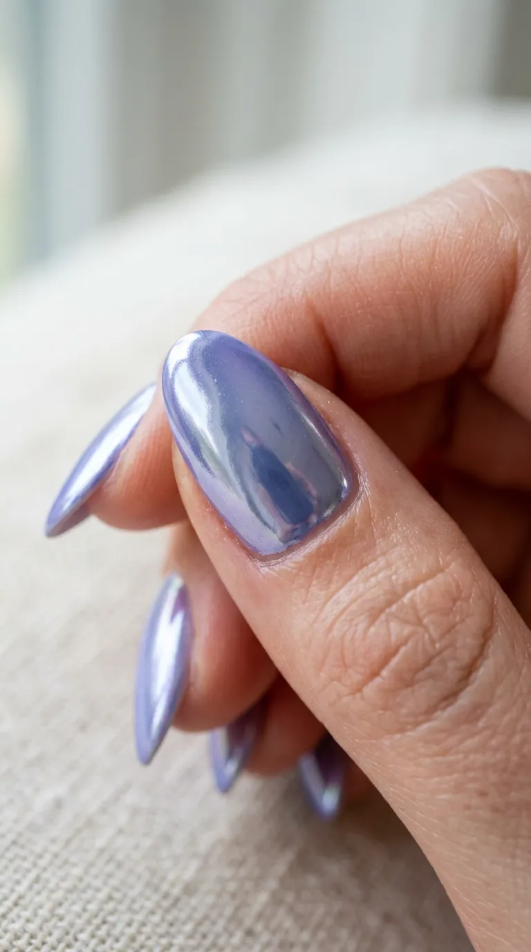Periwinkle chrome nails metallic