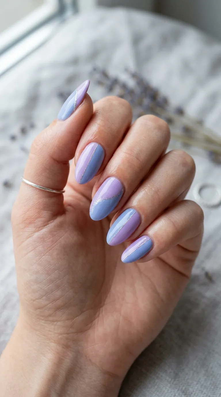 Periwinkle lavender two-tone nail