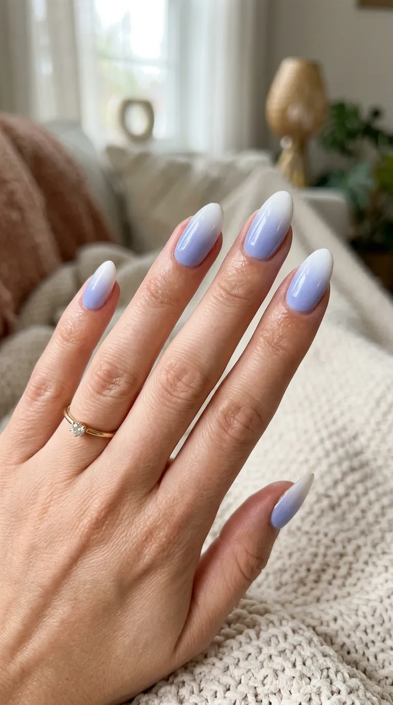 Periwinkle ombre nails fading into