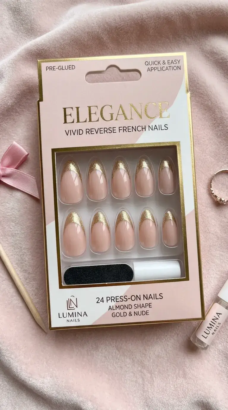 Press-on nail set with reverse French design