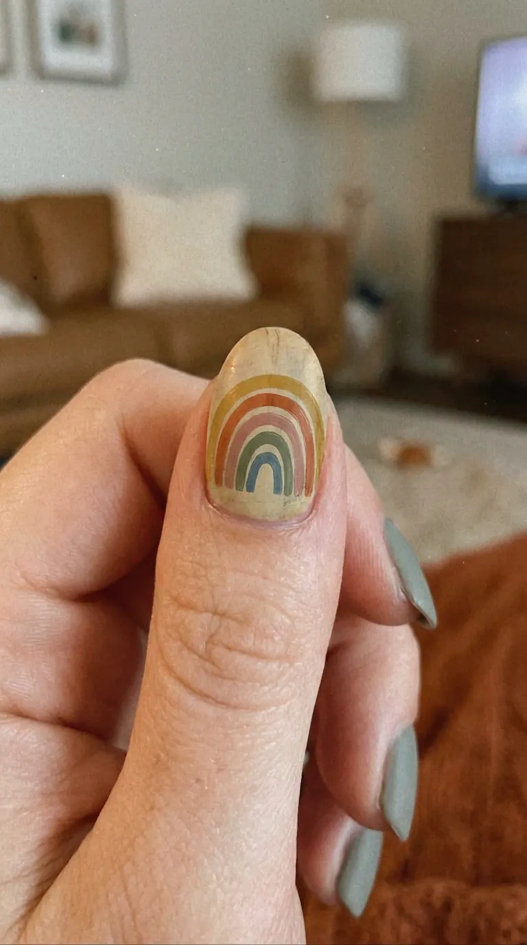 Retro rainbow arc accent Tame Impala nail