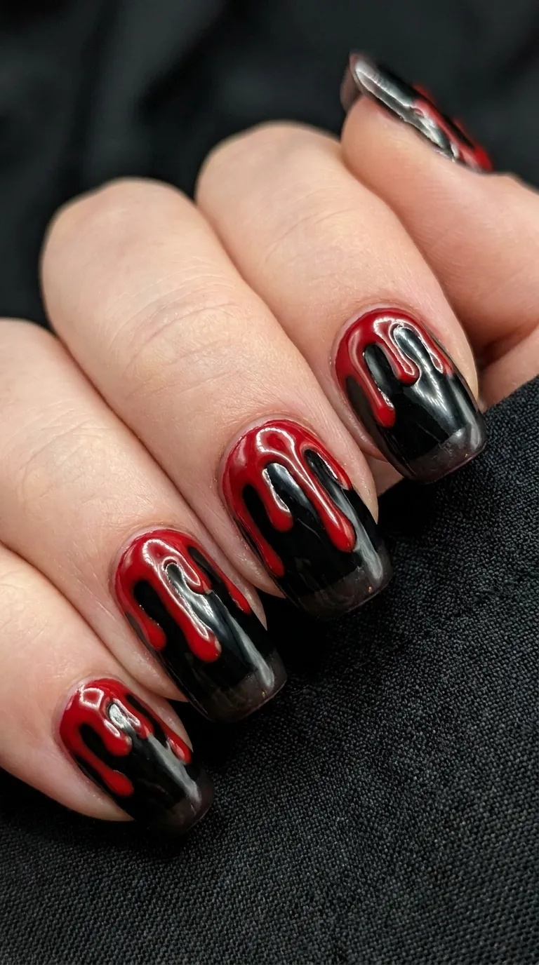 Blood drip Halloween nail art
