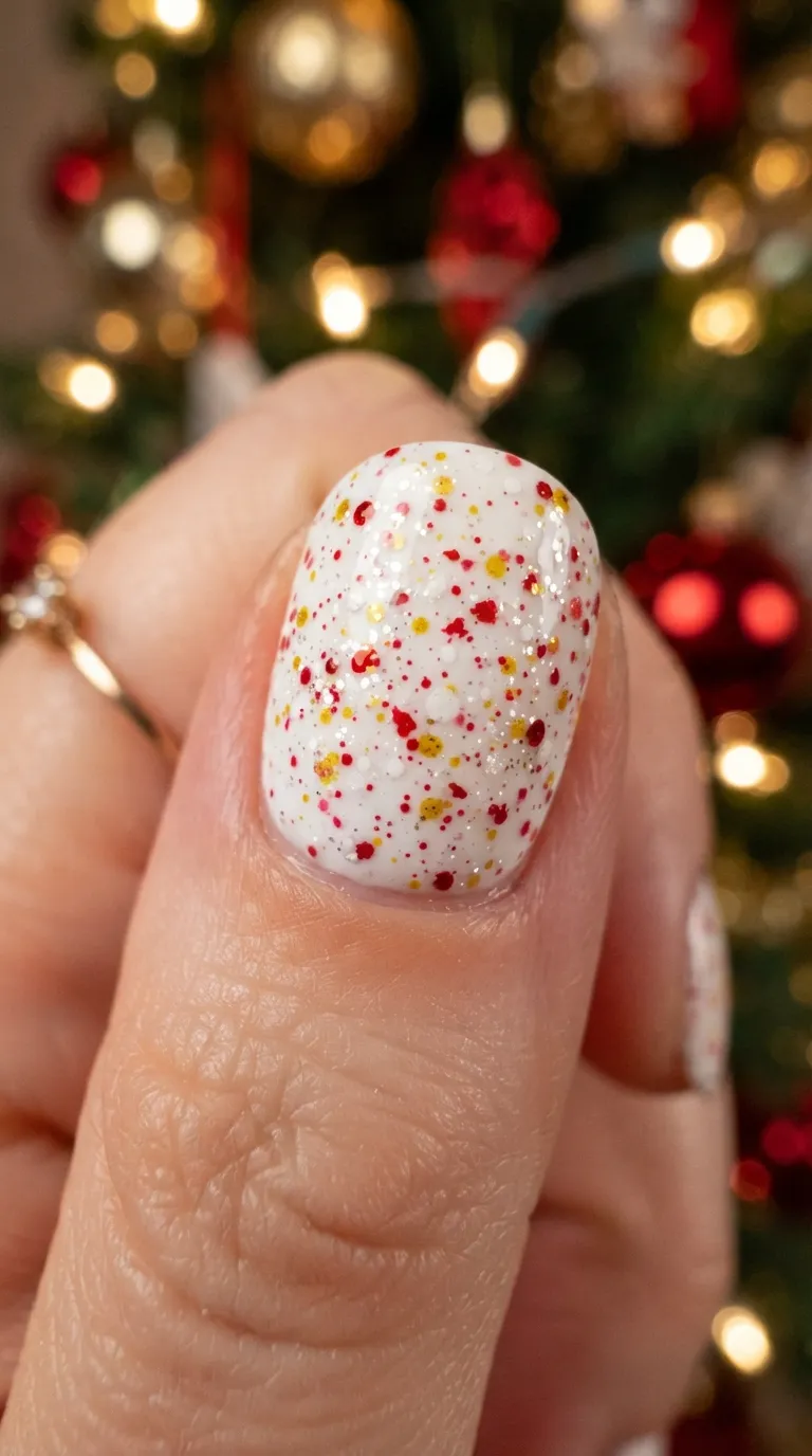 Confetti match-day Spain nails with red, yellow and white flecks